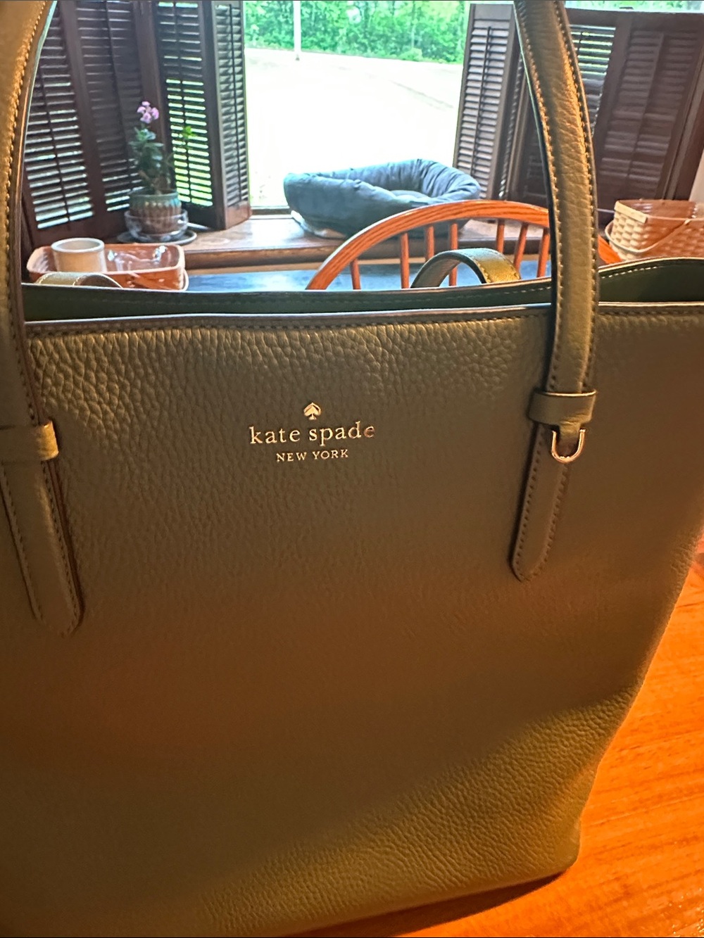 kate spade Olive Green Pebbled Leather Tote - Picture 2 of 7